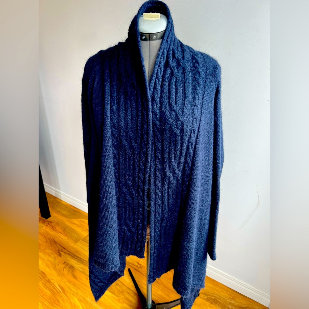Mohair Blend Cardigan Made in Italy Open Asymmetrical sweater Lagenlook